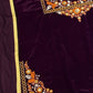Rajwada Purple Velvet Embroidered Semi-Sitched Kurta Set For Women