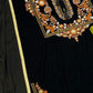 Rajwada Black Velvet Embroidered Semi-Sitched Kurta Set For Women