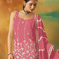 Rajwada Pink Georgette Embroidered Semi-Sitched Kurta Set For Women