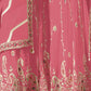 Rajwada Pink Georgette Embroidered Semi-Sitched Kurta Set For Women