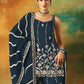 Rajwada Navy Blue Georgette Embroidered Semi-Sitched Kurta Set For Women