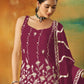 Rajwada Maroon Georgette Embroidered Semi-Sitched Kurta Set For Women