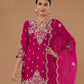 Rajwada Pink Georgette Embroidered Semi-Sitched Kurta Set For Women