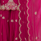 Rajwada Pink Georgette Embroidered Semi-Sitched Kurta Set For Women
