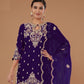 Rajwada Violet Georgette Embroidered Semi-Sitched Kurta Set For Women