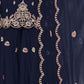 Rajwada Navy Blue Georgette Embroidered Semi-Sitched Kurta Set For Women