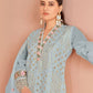 Rajwada Sky Blue Organza Embellished Semi-Stitched Kurta Set For Women