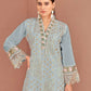 Rajwada Sky Blue Organza Embellished Semi-Stitched Kurta Set For Women