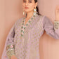 Rajwada Dusty Mauve Organza Embellished Semi-Stitched Kurta Set For Women