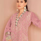 Rajwada Light Pink Organza Embellished Semi-Stitched Kurta Set For Women