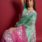 Rajwada - Sea Green and Pink Organza Saree with Unstitched Blouse