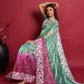 Rajwada - Sea Green and Pink Organza Saree with Unstitched Blouse