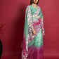 Rajwada - Sea Green and Pink Organza Saree with Unstitched Blouse