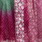 Rajwada - Sea Green and Pink Organza Saree with Unstitched Blouse
