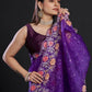 Rajwada - Purple Organza Saree with Unstitched Blouse