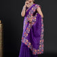 Rajwada - Purple Organza Saree with Unstitched Blouse