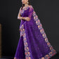 Rajwada - Purple Organza Saree with Unstitched Blouse