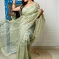 Rajwada - Green Organza Embellished Saree with Stitched Blouse