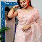Rajwada - Peach Organza Embellished Saree with Stitched Blouse