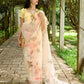 Rajwada - Peach Organza Floral Printed Saree with Unstitched Blouse