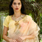 Rajwada - Peach Organza Floral Printed Saree with Unstitched Blouse