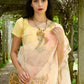 Rajwada - Peach Organza Floral Printed Saree with Unstitched Blouse