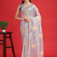 Grey Organza Sequins Saree With Unstitched Blouse