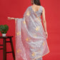 Grey Organza Sequins Saree With Unstitched Blouse