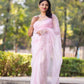 Rajwada Light Pink Organza Embellished Saree with Unstitched Blouse for Women