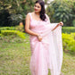 Rajwada Light Pink Organza Embellished Saree with Unstitched Blouse for Women