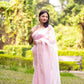 Rajwada Light Pink Organza Embellished Saree with Unstitched Blouse for Women
