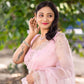 Rajwada Light Pink Organza Embellished Saree with Unstitched Blouse for Women