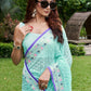 Rajwada Blue Georgette Embroidered Saree with Unstitched Blouse for Women