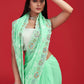Rajwada Green Georgette Embroidered Saree with Unstitched Blouse for Women
