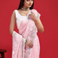 Rajwada Pink Georgette Embroidered Saree with Unstitched Blouse for Women