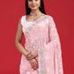 Rajwada Pink Georgette Embroidered Saree with Unstitched Blouse for Women