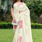 Rajwada White Georgette Embellished Saree with Unstitched Blouse for Women