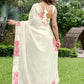 Rajwada White Georgette Embellished Saree with Unstitched Blouse for Women