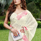 Rajwada White Georgette Embellished Saree with Unstitched Blouse for Women