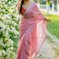 Rajwada Pink Organza Embroidered Saree with Stitched Blouse for Women
