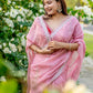 Rajwada Pink Organza Embroidered Saree with Stitched Blouse for Women