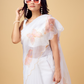 Rajwada White and Peach Organza Printed Saree With Unstitched Blouse For Women