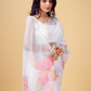 Rajwada White and Multi Organza Printed Saree With Unstitched Blouse For Women