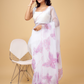 Rajwada White and Purple Organza Printed Saree With Unstitched Blouse For Women