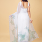 Rajwada White and Green Organza Embellished Saree With Unstitched Blouse For Women