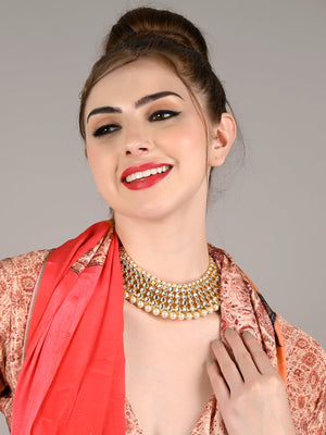 Rajwada Women White Choker Set