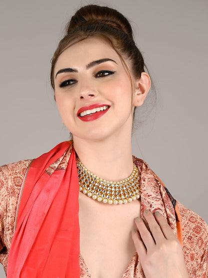 Rajwada Women White Choker Set