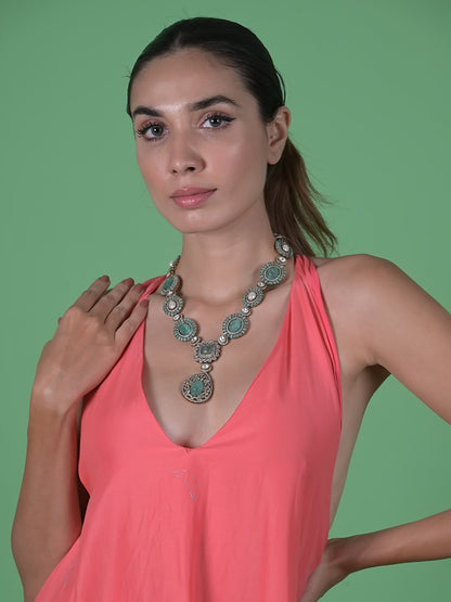 Rajwada Sea Green Alloy Jewellery Set For Women