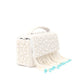 Rajwada  White And Blue Fabric Pearls Bridal Clutch For Women