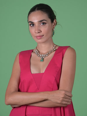 Rajwada Gold And Green Alloy Jewellery Set For Women